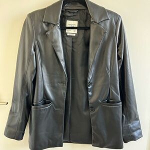 A&F Black Vegan Leather Blazer